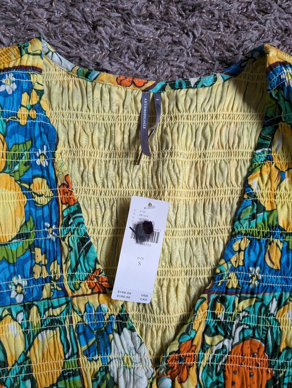 NWT Anthropologie Multicolor Peregrine Flutter Sleeve Buttoned Crop Top S - Picture 3 of 6